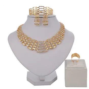 Nádherné Nádherné Sexy Zlaté Šperky Nastaviť Veľkoobchod 2021 Nigérijský Svadobné Dizajnér Šperkov Nastaviť Afriky Korálky Žena Šperky Set