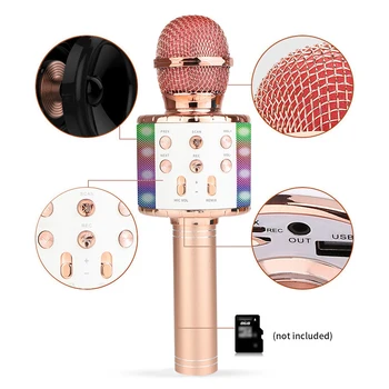 Prenosné Bezdrôtové BT Mikrofón so strmosťou Led Svetlá 3 v 1 Multifunkčné Vreckové KTV Mikrofón Reproduktor Stroj Dary