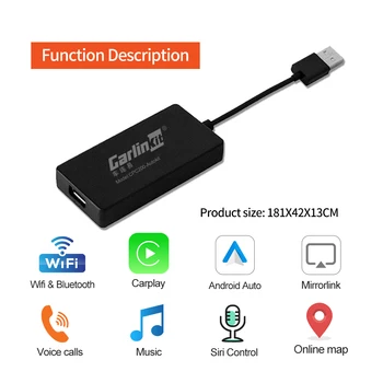 Carlinkit Bezdrôtový Apple Carplay Dongle Android Auto Carplay Inteligentné Prepojenie USB Dongle Adaptér pre Navigácie Media Player Mirrorlink