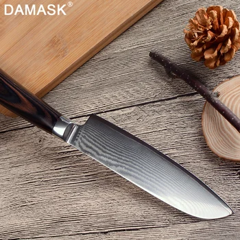 DAMASK 5 palcový Santoku Japonsko Damasku Nôž 67 Vrstva VG10 Core Santoku Damasku Čepeľ Noža Britva Ostrý nôž Kuchynský Nástroj Knive