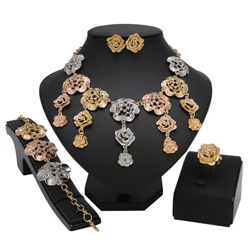 Právo Vyhlásenie Návrhár Šperkov Nastaviť Ušľachtilé Zlato Farebné Šperky Sady Veľkoobchod Nigérijský Svadobné Žena Príslušenstvo Šperky Set