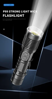 Ultra Svetlé 80000LM LED XHP99 Baterka USB Nabíjateľná LED Baterka XHP50 Kemping Lanterna Lampa Používať 18650 26650 S Držiak na Pero