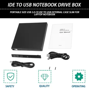 Prenosné USB 2.0 CD IDE Na USB Externý Prípade Slim pre Notebook Notebook Čierny Externý Pevný Disk, Disk Krytu