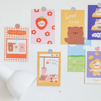 30pcs/Box Kakao medveďa a krém králik pohľadnicu tvorivé zviazať stuhou darčekové pohľadnice správy, pohľadnice požehnanie písať karty