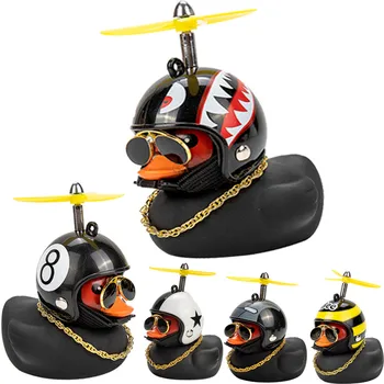 Populárne Gumená Kačička Auto Dekorácií Prilba Rozbité Vietor Small Black Duck Mini Dekorácie Auta Tabuli Ozdoby s Vrtule