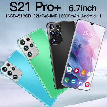 SmartPhone Samsung S21 Pro+ 6.7 palcový 16 G 512 gb diskom Globálna Verzia MTK6889 Dual SIM 6000Mah Tvár ID Android11 MobilePhones Deca Core