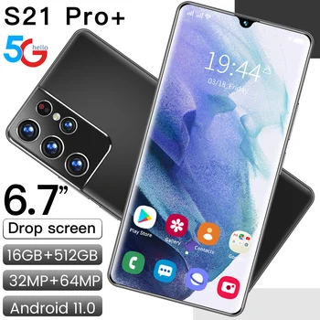 SmartPhone Samsung S21 Pro+ 6.7 palcový 16 G 512 gb diskom Globálna Verzia MTK6889 Dual SIM 6000Mah Tvár ID Android11 MobilePhones Deca Core