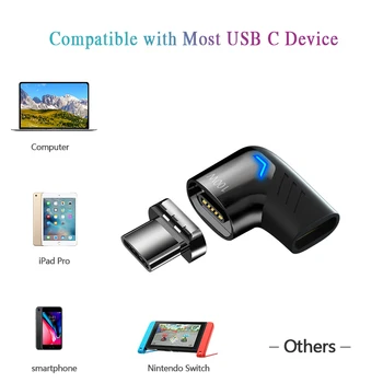 100W USB C Do TypeC Magnetický Adaptér Rýchle Nabíjanie 480Mbps Magnet Converter pre iPad, MacBook Pro Povrch HUAWEI Konektor Prepínač