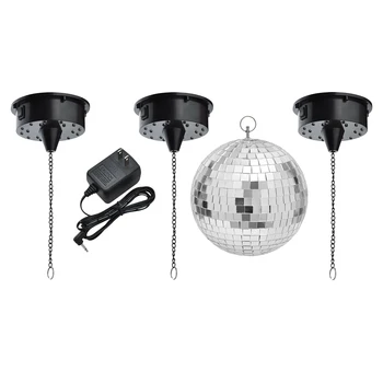 18 LED Svetlá Sklo Rotujúce Zrkadlo,Disco Ples,Motor Zvuk Kontrolu,Zrkadlový Odraz Lopty Visí na Disco DJ Party Stage Svetlo
