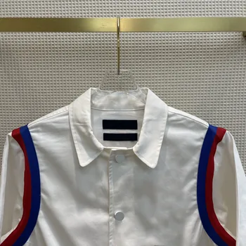 Kontrast Ramene Tričko pre Ženy Kvalitné 3D Strih Klope Krátke Bavlnené Tričká Luxusnej Značky Odznak Biele Tričko Jeseň 2021
