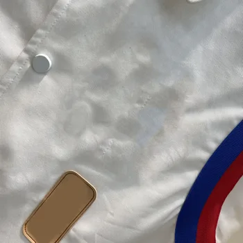 Kontrast Ramene Tričko pre Ženy Kvalitné 3D Strih Klope Krátke Bavlnené Tričká Luxusnej Značky Odznak Biele Tričko Jeseň 2021