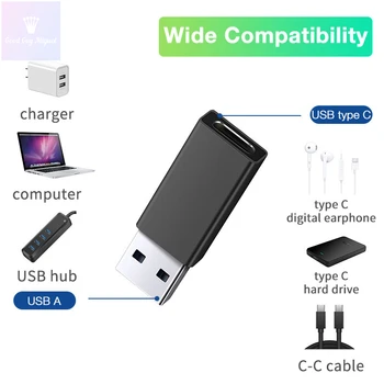 USB A-Typ C Adaptér Samica na USB 3 Male Converter pre EÚ Nabíjačka Mi Notebook OnePlus Huawei Honor Malé Strieborné Krátke