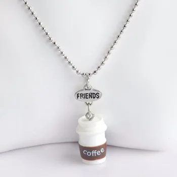 2 ks / Set Mini Oreo Sušienky A Kávy Náhrdelník Prívesok Pre Ženy, Najlepší Priateľ BFF Náhrdelník Choker Potravín Priateľstvo Šperky