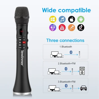 Lewinner L-699 Profesionálne Karaoke Mikrofón Bezdrôtový Reproduktor Prenosný Bluetooth mikrofón pre telefonickú podporu záznam TF hrať