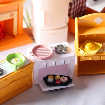 4 Ks/Set Doll House Pečící Japonský Steak Pan Miniatúrna Kuchyňa Model Doll House Príslušenstvo