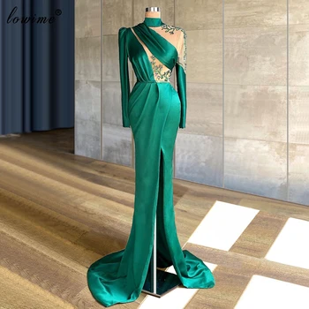 Dlhé Rukávy Vintage Zelená Večerné Šaty Moslimských платье 2021 Sexy Celebrity Šaty Pre Ženy Nádherné Svadobné Party Šaty