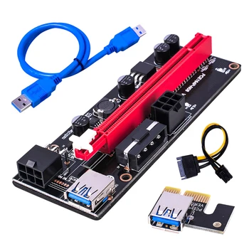 Ver 009S USB 3.0, PCI-e Stúpačky PCIe slot karty PCI Express 1X až 16X Extender Karty Adaptéra SATA 15 kolíkový 6 Pin Napájací Kábel