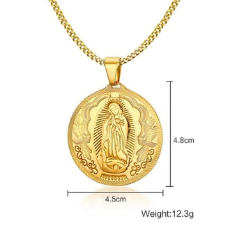 Panna Mária Z Guadalupe Medaila Náhrdelník Prívesok Z Ušľachtilej Ocele Zlatý Tón Panny Márie A Patróna Medaily Muž