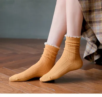 2021 Jar Ponožky Uprostred Trubice Ponožky Priedušnej Bavlny Ženy Ponožky In Huba Čipky Pilot Pilot Ponožky Kawaii Prehrabať Ponožky