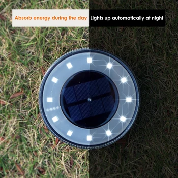 Disk Svetlá Ulica Outdoor IP65 Vodeodolný 12 LED, Odolný Zem Lampa Slnečnej Energie v Domácej Záhrade Podlaha Pochovaný Svetlo Väzbu