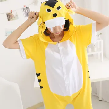 Kigurumi Lete Krátky Rukáv Pajama Dospelých Zvierat Panda Steh Onesies Ženy Muži Pár Kegurumi Sleepwear Bavlna Pijamas Pyžama