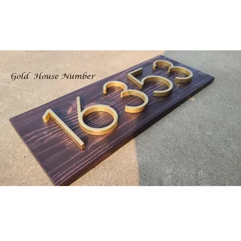 127 mm Golden Plávajúce Moderný Dom Číslo Satin Brass Door Domácej Adresy, Čísla na Dom, Digitálne Vonkajšie Znamenie Dosky 5. #B