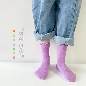 2021 detské Ponožky Nové Jarné A Letné Príliv Ponožky jednofarebné Ponožky dámske Dreva Uši Pre Dievčatá V Tube Oka Ponožky