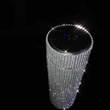 500 ml Šumivého Fľašu Termosky z Nehrdzavejúcej Ocele Smart Zobrazenie Teploty Vákuovej Banky Izolované Páčkové Diamond Fľaša na Vodu