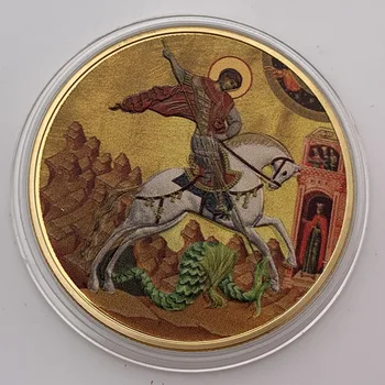 Ruský Saint George pozlátené Farebná Tlač Plastický Pamätná Zberateľská Minca Darček Šťastie Výzvou Mince