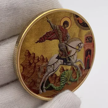 Ruský Saint George pozlátené Farebná Tlač Plastický Pamätná Zberateľská Minca Darček Šťastie Výzvou Mince