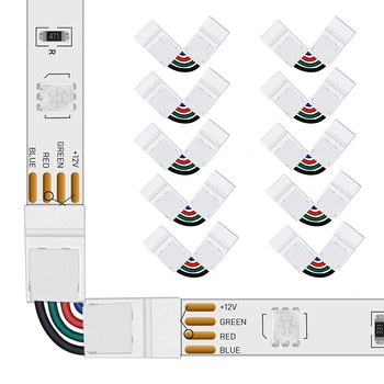 10Pcs 4-Pin LED Svetelné Pásy Konektory,10 mm Široký Pre 5050 RGB LED Pásy Terminálu Rozšírenie,