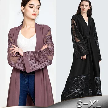 Plus Veľkosť Jeseň Blusas Mujer De Moda 2020 Abaya Ženy Dlho Šifón Čipky Cardigan Kimonos Mujer Roupa Kórejský Módne Oblečenie