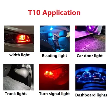 1PCS W5W T10 194 LED Sklo Bývanie Klasu Auto Žiarovka 6000K Biela Zelená Modrá Červená Klin špz Lampa Dome Svetlo