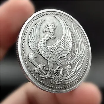 Japonsko Vták Váhy, Ktorí Chcú Phoenix Mince Phoenix Starožitné Strieborné Mince Zberateľské Predmety Umelecké Remeslo Darček Japonskej Tradičnej Kultúry
