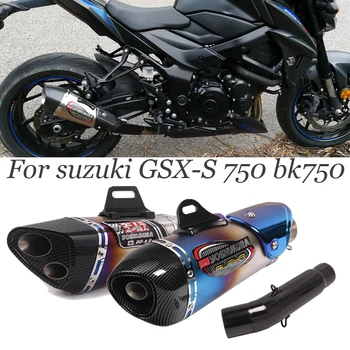 Slip Na SUZUKI GSX-S GSX 750 S750 BK750 2018 19 Motocykel GP Výfukových Uniknúť Upravené Uprostred Prepojenie Potrubia Šál z Uhlíkových Vlákien