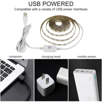 Móda USB Touch Stmievateľné LED Pásy Svetla Nepremokavé 0.5/1/2/3/4/5M Nastaviteľné LED Pásy Pásky pre TV, Spálňa, Kúpeľňa Decor
