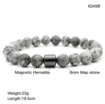 Nové Kúzlo Náramok 8mm Čierne Biele Prirodzené Magnetické Hematite Korálky Korálkové Náramky, Prívesky Pre Mužov, Ženy Šperky Pulseras