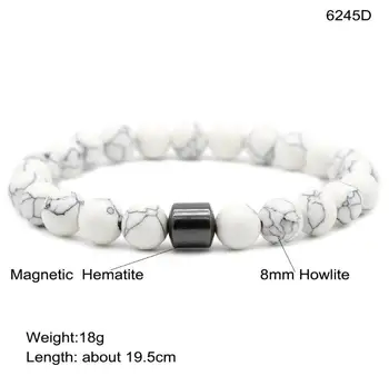 Nové Kúzlo Náramok 8mm Čierne Biele Prirodzené Magnetické Hematite Korálky Korálkové Náramky, Prívesky Pre Mužov, Ženy Šperky Pulseras
