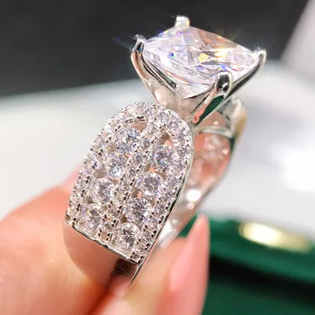 OEVAS 925 Sterling Silver Šumivé Námestie 5A Vysokým počtom atómov Uhlíka Diamant Snubné Prstene Pre Ženy Jemné Jewery Dary