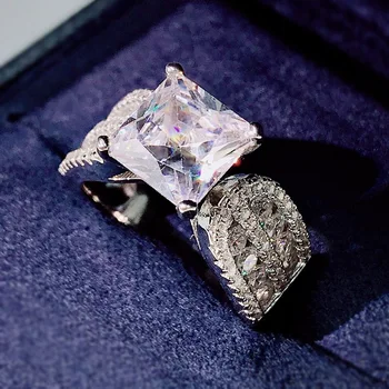 OEVAS 925 Sterling Silver Šumivé Námestie 5A Vysokým počtom atómov Uhlíka Diamant Snubné Prstene Pre Ženy Jemné Jewery Dary