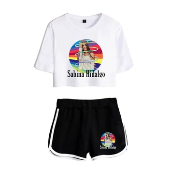 WAWNI Sabina Hidalgo Pupok T Shirt Bežné Šortky Sexy Dve Kus Vyhovovali Harajuku Bavlny a Polyesteru Módne Konvenčné Nové