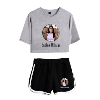 WAWNI Sabina Hidalgo Pupok T Shirt Bežné Šortky Sexy Dve Kus Vyhovovali Harajuku Bavlny a Polyesteru Módne Konvenčné Nové