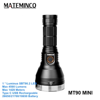 Mateminco MT90 Mini Silný SBT90.2 LED 18650 Nabíjateľné Baterky Svietidlo Typu C, USB 1400 Metrov Dlhý Rad Camping Baterka