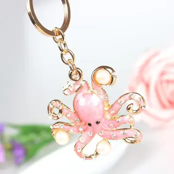 Ružové Chobotnice, Mušle Roztomilý Crystal Kúzlo Kabelka Kabelka Kľúča Vozidla Keyring Keychain Strany Svadobný Darček K Narodeninám