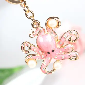 Ružové Chobotnice, Mušle Roztomilý Crystal Kúzlo Kabelka Kabelka Kľúča Vozidla Keyring Keychain Strany Svadobný Darček K Narodeninám