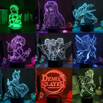 3D Akrylové Anime Led Nočné Svetlo Kimetsu Č Yaiba USB Powered Diaľkové Ovládanie Spálňa Decor stolná Lampa Darček k Narodeninám Démon Vrah