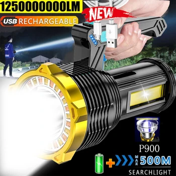 200W High Power Led Reflektor, Floodlight Svetlomet 3 v 1 S Bočné Svetlo Power meter Tábor Lampa Režimy Prenosné Baterka