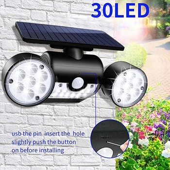 Solárne Osvetlenie, Solárne Nástenné Svietidlá s Dual Head Reflektory 360-Stupeň Solárneho Pohybu Bezpečnosti Noc Svetiel na Dvore, Záhrada