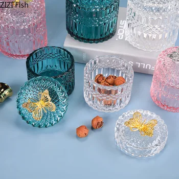 Európska bezolovnaté Sklo Candy Šperky Skladovanie Jar Aromaterapia Sviečka Nádoby Kovové Zvierat Veko Crystal Zapečatené Jar Domova