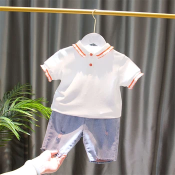 Letné nové dievčenské krátke rukávy T-shirts deti polo shirts detské dievčenské čipky detské oblečenie klesnutie tričko